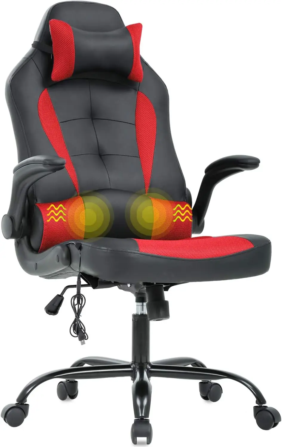 PC Gaming Chair Massage Office Ergonomic Desk  Racing Executive PU Leather Computer  with Lumbar Support Headrest Armrest Task