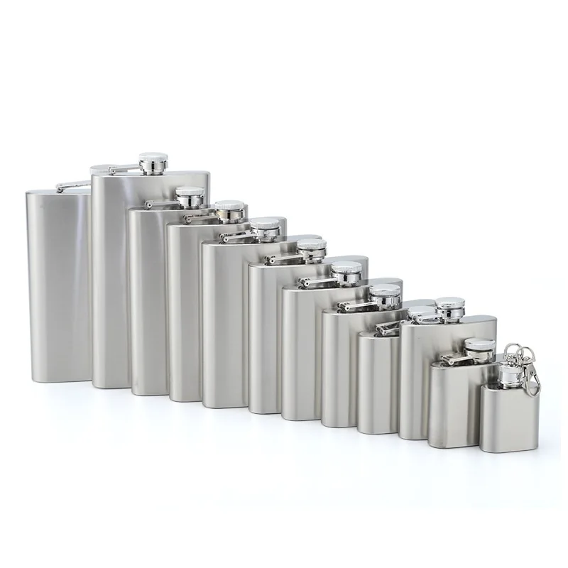 Steel Mini Hip Flask Square Pocket Russia Flagon Whisky Bottle 6oz 7oz 8oz