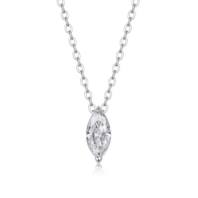 FEOBUR 5*10mm 1CT Marquise Cut Moissanite Diamond Necklace for Women Certified 925 Sterling Silver Neck Chain Party Jewelry Gift
