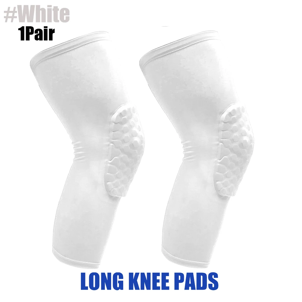 1Pair (2pcs) Knee Pads Long Compression Leg Sleeves Braces for Basketball Football and All Contact Sports,Kids Adult Women Men