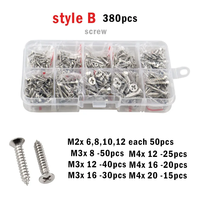 M1 M1.2 M1.4 M1.7 M2 M3 M4 304 Stainless Steel Self Tapping Wood Screw Phillips Flat Countersunk head Nail Screws Sets box