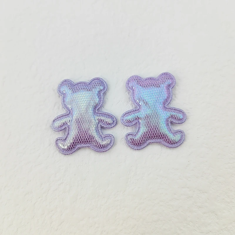 60Pcs 2.8*3.2CM Shiny Bear Applique Padded Patches For Clothes Hat Crafts Sewing Supplies DIY Headwear Hair Clips Bow Decor