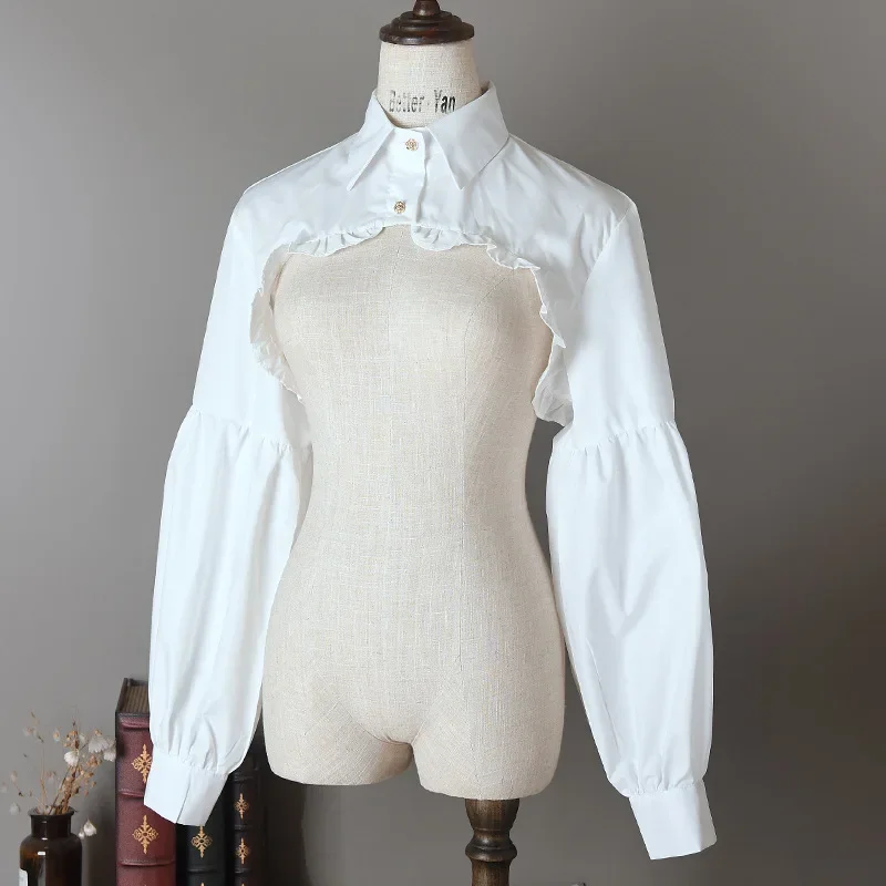 Lace Shrugs Cover Ups Long Sleeves Sweater Bolero Crop Tops Women Button Under Knit Shirt Without Tube Open Front Short Jacket