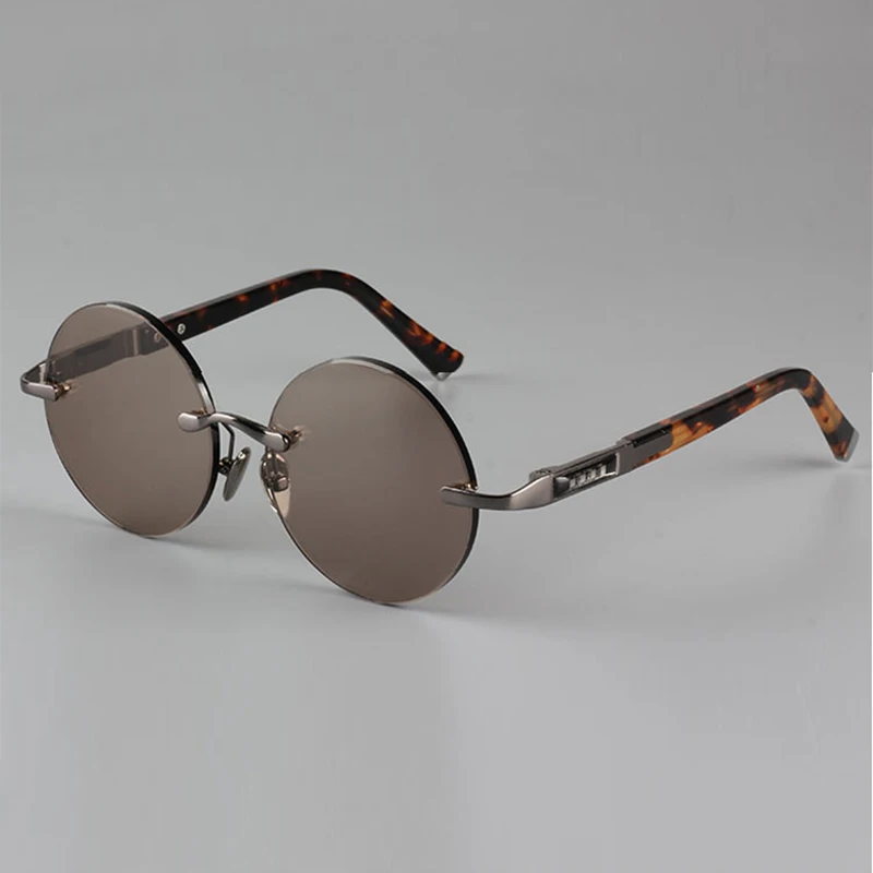 Natural Crystal Stone Sunglasses Man Rimless Glass Round Sun Glasses Woman Mineral Lens Vintage Acetate Anti Scratch Wiht Box