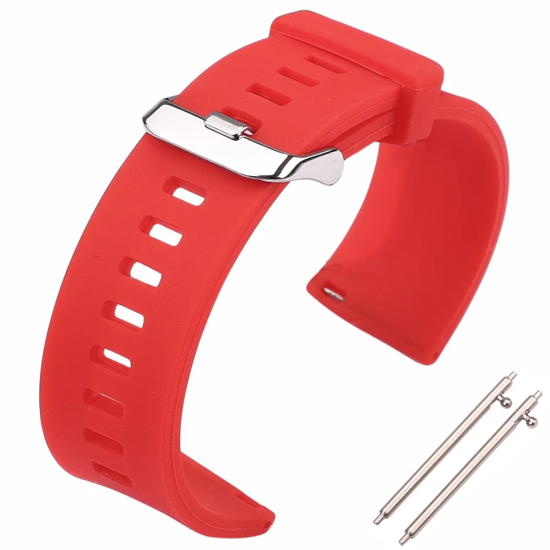 HENGRC 5 Colors Silicone Rubber Watchband 18mm 20mm 22mm Women Men Watch Band Strap Waterproof Sports Watch Belt Polished Buckle