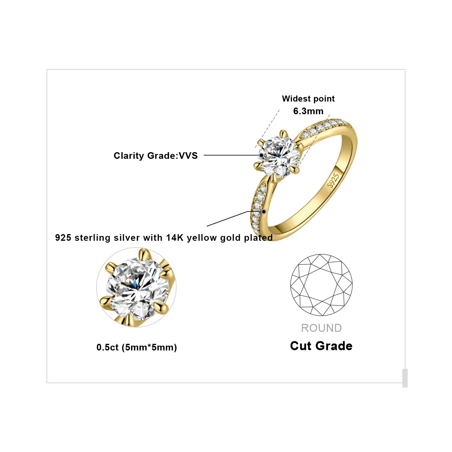 0.5ct Yellow Color