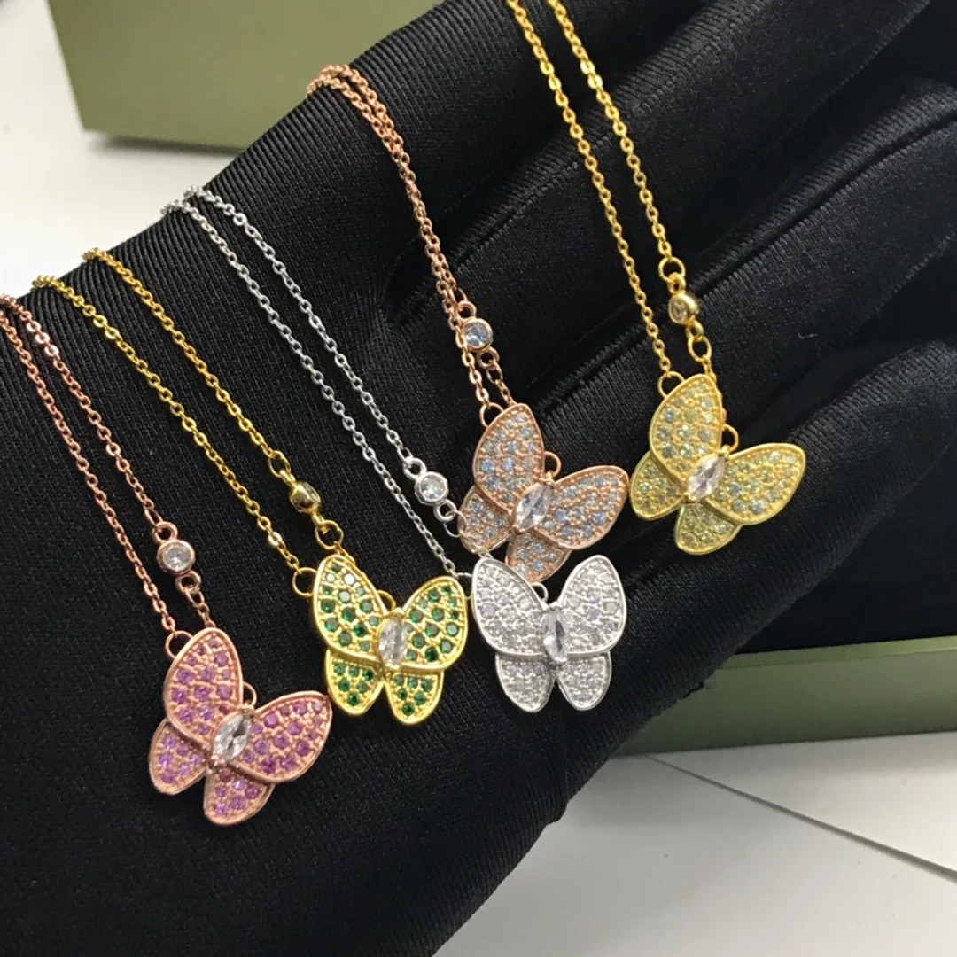 New European and American s925 Silver Butterfly Diamond Necklace Couple Gift Simple Fashion Versatile Personalized Light Luxury