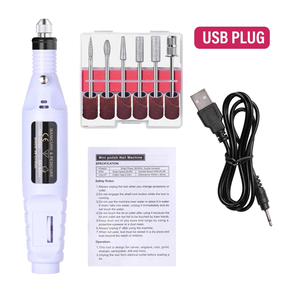 LINMANDA Electric Nail Drill Machine Set Manicure Drill Set Milling Cutters Nail File Equipment Strong Nail Polishing Tool