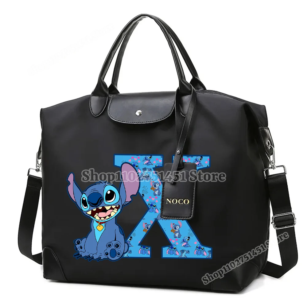 Disney Stitch Letter A-Z Print Tote Handbags for Women Cartoon Fashion Satchel Large Capacity Shoulderbag Female Designer Bags