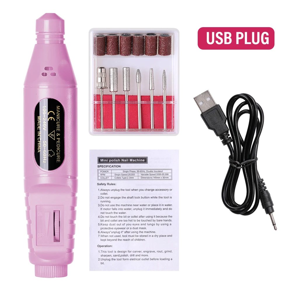 LULAA Professional Electric Nail Drill Machine Manicure Tools Pedicure Drill Set Portable Nail File Nail Drill Equipment