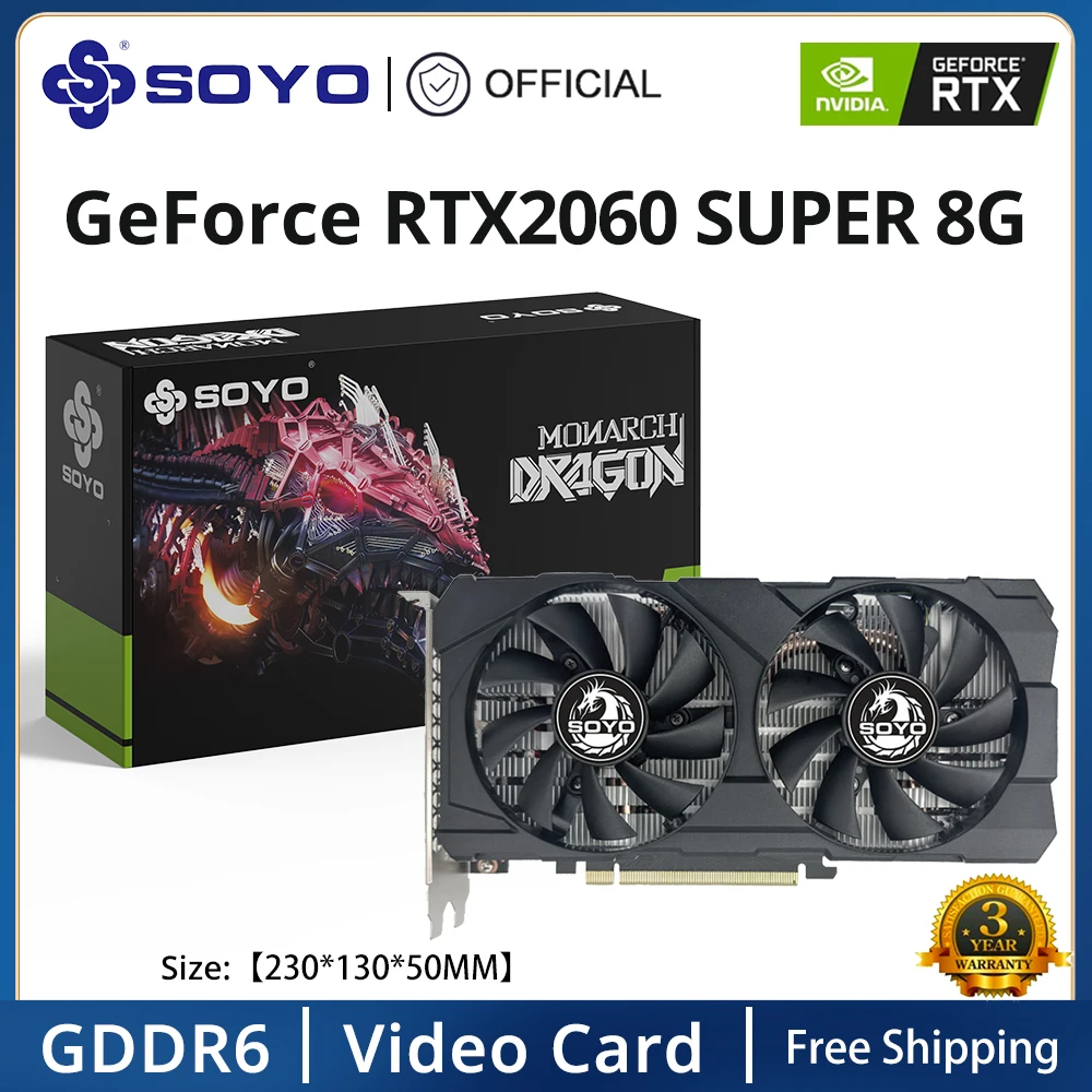 SOYO Full New Graphics Card 1660Super 2060 3060 3070Ti 3080Ti GDDR6/GDDR6X 8G 12G Cards Gaming Video Card NVIDIA Computer GPU