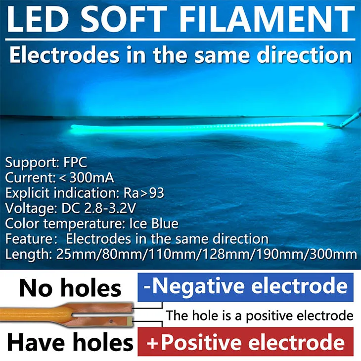 COB LED Filament Flexible 25mm 80mm 110mm 128mm 190mm 300mm DC3V Lamp Accessories Diode DIY Parts Pink Warm White Red Blue Green