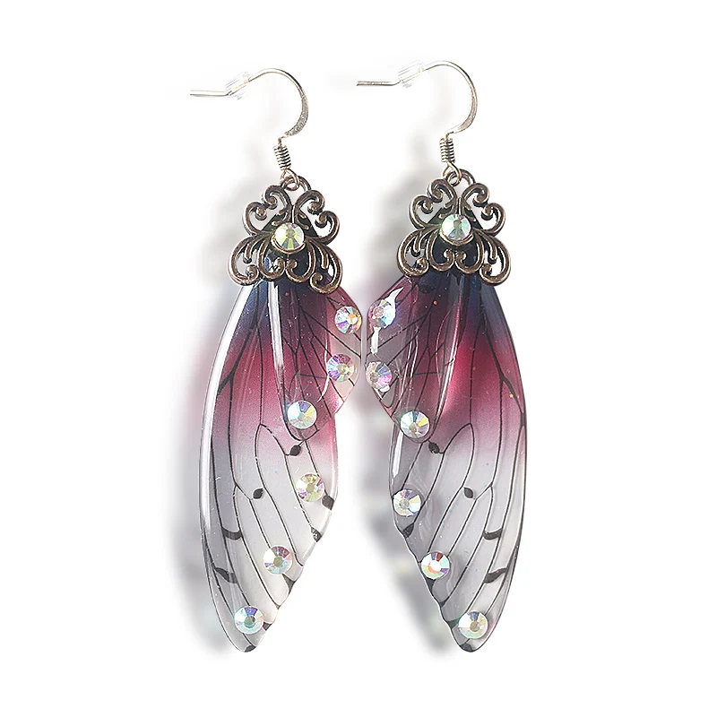 New Demon Slayer Butterfly Wing Earrings Kimetsu no Yaiba Kochou Shinobu Earring Ear Clip Anime Cosplay Props Women Girl Jewelry