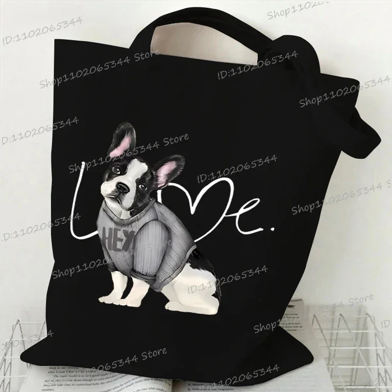The Beagles Cartoon Canvas Shoulder Bag Women Fashion Animal Dog Shopping Bag Teen Casual Bagel Dog Tote Bag Men Beagles Handbag