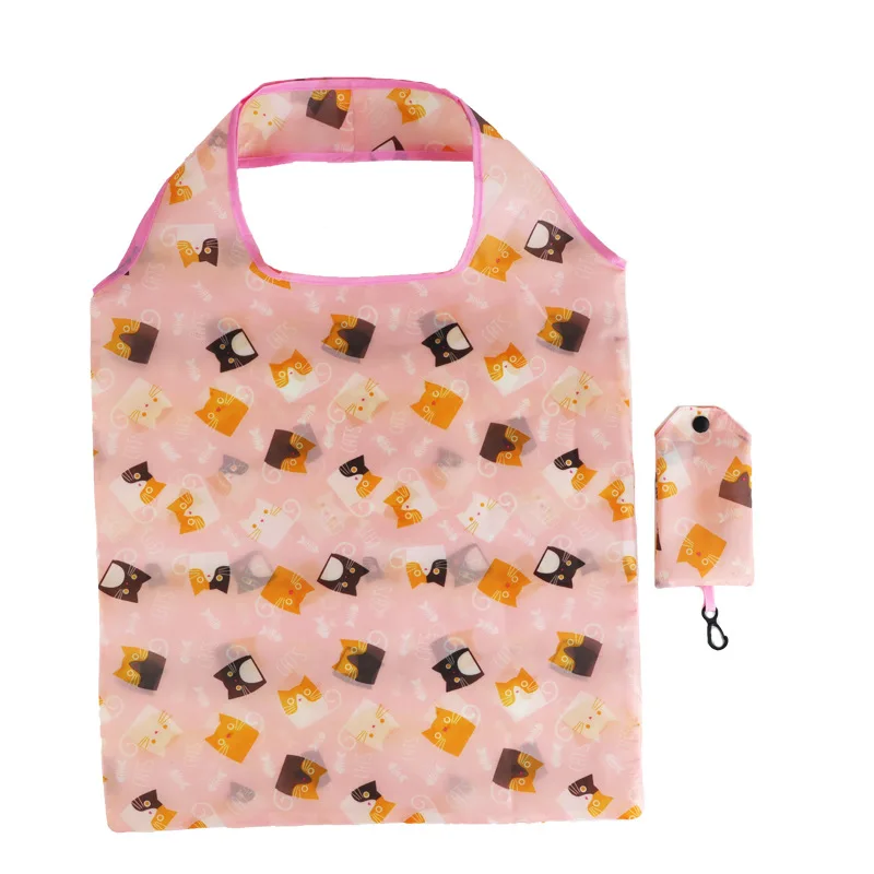 Foldable Shopper Bag Portable Eco Bag Large-Capacity Supermarket Shopping Tote Bags Women Shoulder Bag Household Products
