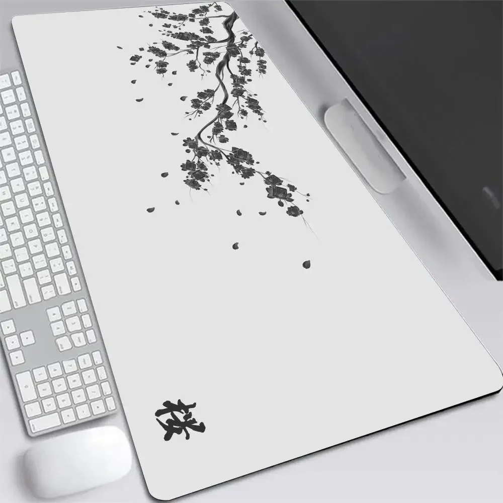 Japan Cherry Blossom XXL Mouse Pad Gray Laptops Gaming Deskmat Sakura Mousepad Anime Office Carpet Gamer Keyboard Computer Desks