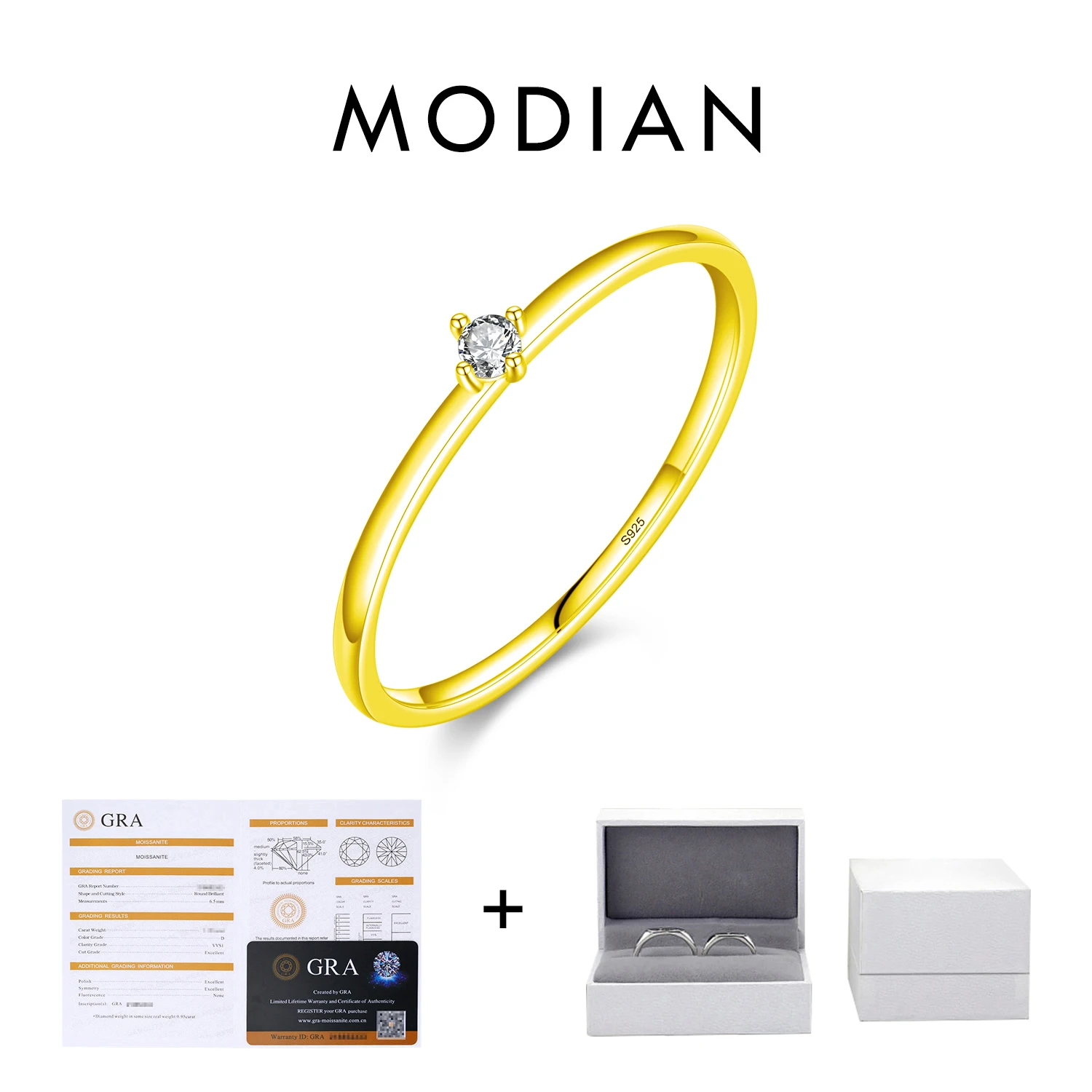 MODIAN Exquisite D Color Round Moissanite Finger Rings 925 Sterling Silver Classic Twinkling Wedding Jewelry For Women Gifts