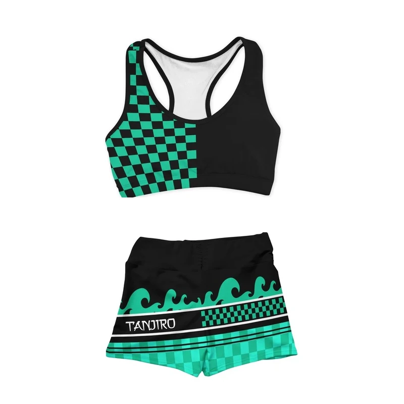 Demon Slayer Kimetsu No Yaiba Kamado Nezuko Shinobu Sports Vest Sportswear Suit Swimsuit Two-piece Suit Women Cosplay Costume