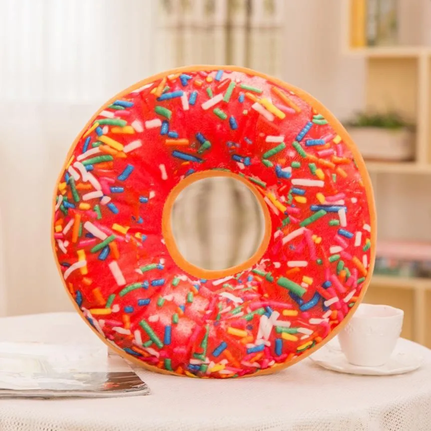 1pc Soft Plush Pillow Stuffed Seat Pad Sweet Donut Foods Cushion Cover Case Toys  cojines decorativos para sofá almofadas cojine
