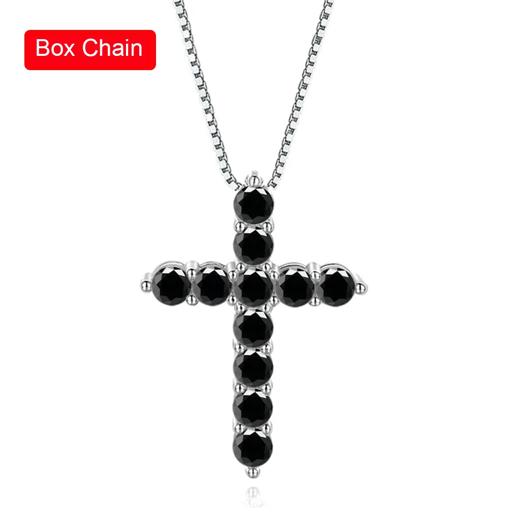 Serenty Day 1.1-5.5cttw Real Black Full Moissanite Cross Pendant Necklace For Women Gift S925 Sterling Silver Jesus Fine Jewelry