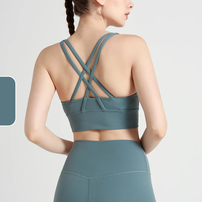Solid Color Fitness Women Sport Bra Gym Yoga bra Cross Back Yoga Bra Top Sexy Breathable Quick-Drying Workout Sportswear Outfit
