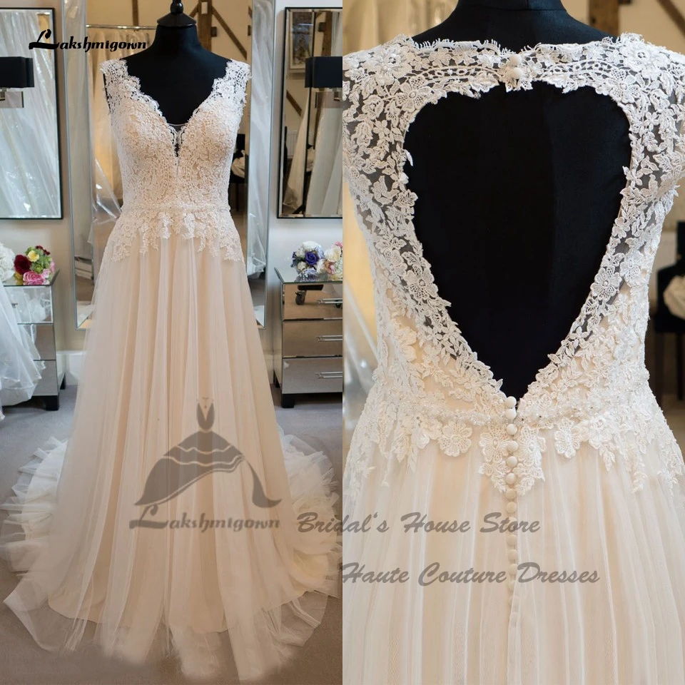 Lakshmigown Sexy Bohemian Wedding Dresses Backless 2025 Vestidos Civil Lace Champagne Beach Bridal Gowns V Neck Customized