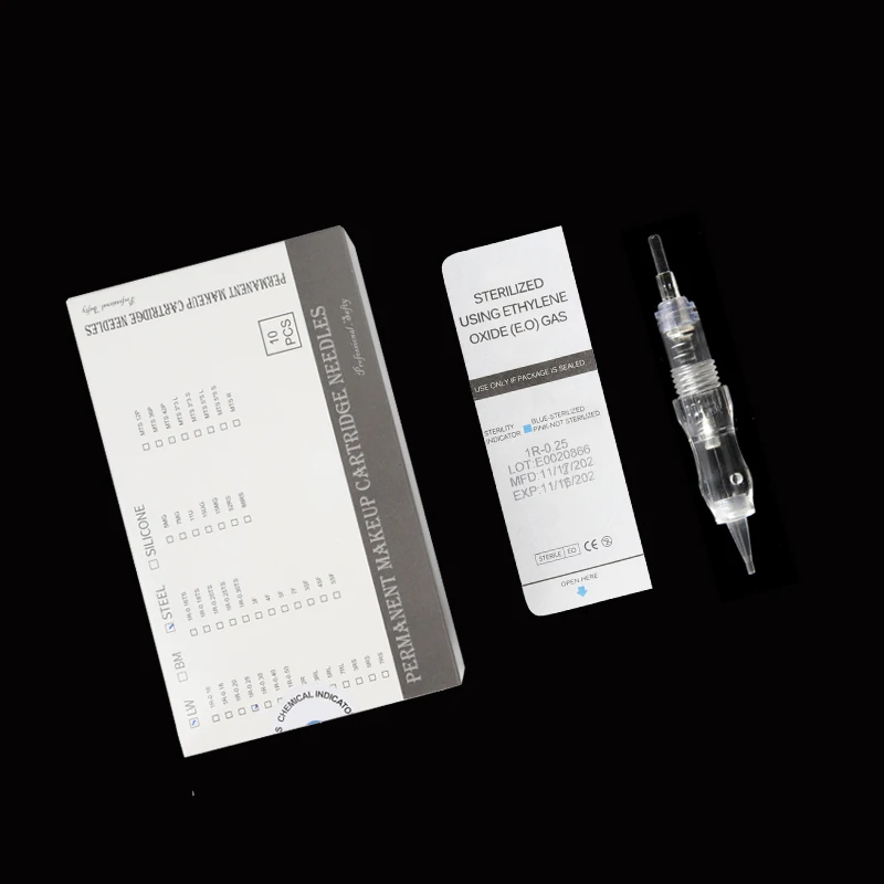 10/50/100pcs Screw Permanent Makeup Needles Tattoo Cartridge Needle For Black Pearl PMU P300 Rotary Machine Needle 1R 0.25mm
