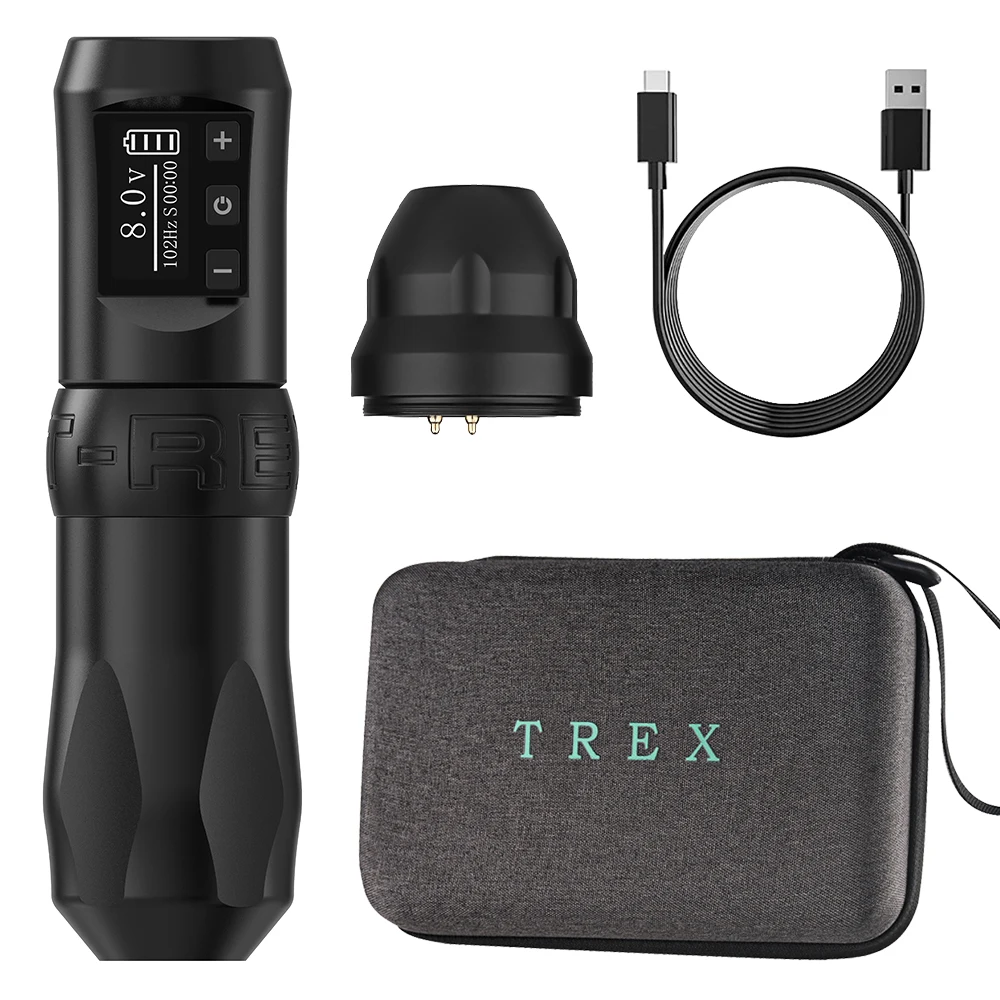 T-Rex Wireless Tattoo Machine Kit Rotary Tattoo Machine with 1800mAh Battery 40 Pieces Tattoo Cartridge Needles for Tattoo Home