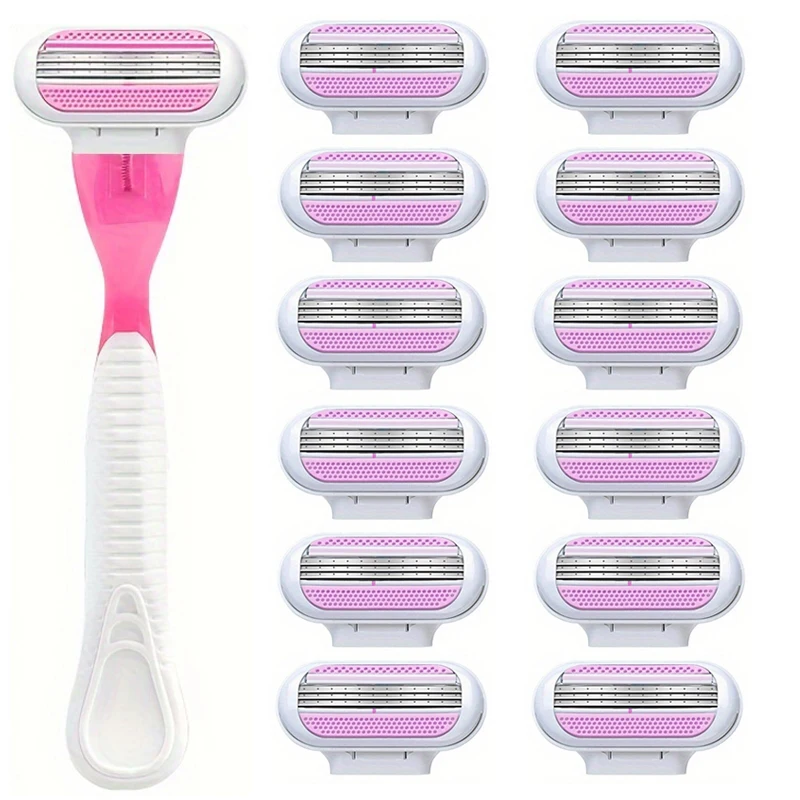 Safety Razor Blades Women Beauty Bikini Hair Removal Shaving Blades Set Shaver 3-Layer Replacement Heads ﻿