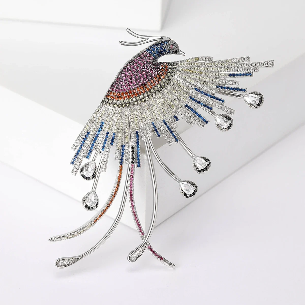 Zircon Phoenix Brooches for Women Unisex Enamel Animal Bird Category Pins Event Party Backpack Decoration Clothes Accessories
