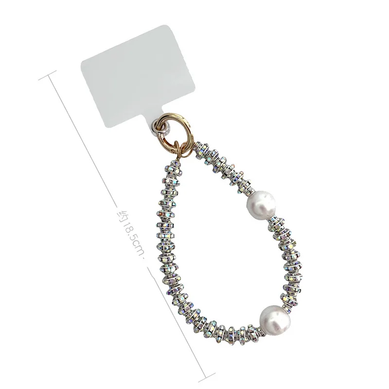Luxury Diamond-embedded Mobile Phone Lanyard High-end Feel Cropped Pearl Flash Pendant Universal Phone Case Lanyard