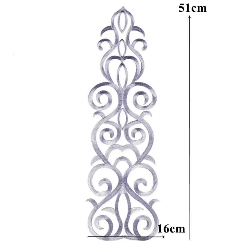 Silver Embroidery Baroque Grid Sequin Flower Applique Sew Iron Patch Collar Wedding Gown Bridal Dress Clothes DIY Handwork Craft