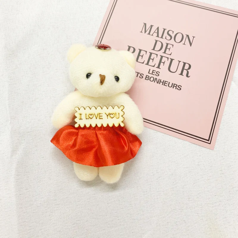 Plush Little Bear with Diamond Teddy Bear Love Sign Bag Flower Bouquet Cartoon Bear Doll Pendant Valentine's Day Gift for Girls