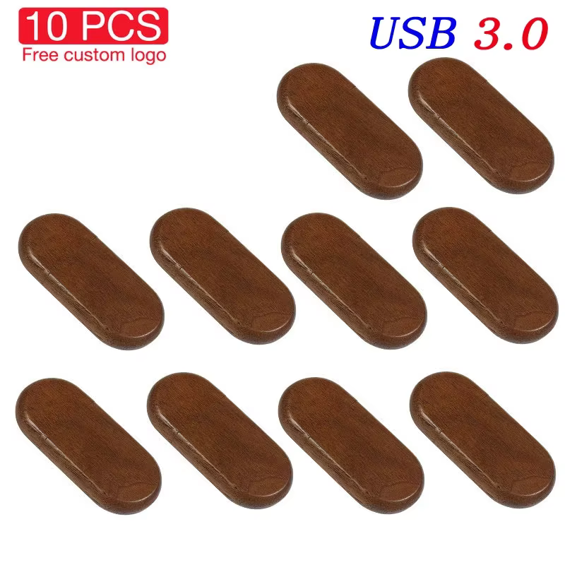 10PCS/Lot Wood USB 3.0 Flash Drive 64GB Pen usb 128GB  Pen Drives U Disk 32GB Memory Stick Free LOGO Photography Wedding Gifts