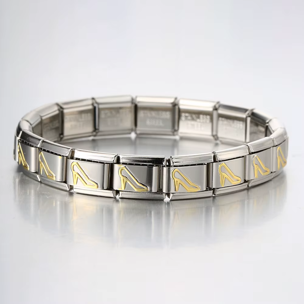 URING Fashion Trend Women Man Italian Charm Smiling Face Sun Heart Tai Chi Stainless Steel Elastic Bracelet Link Bangle Jewelry