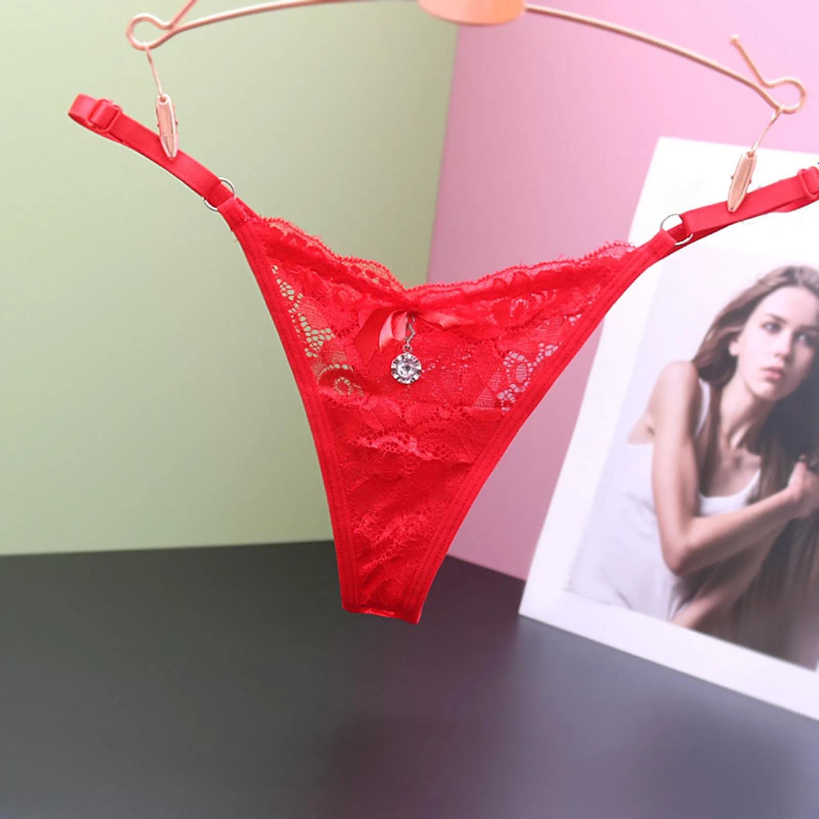 Lingeries For Woman Women Sheer Lace Thong Adjustable Waist Bow Mesh Sexy Seamless Panties Ropa Interor Para Mujeres