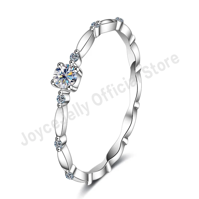 JoyceJelly 3mm 0.1 Carat D Color Moissanite Ring for Women Diamond Test Past Girl's 925 Sterling Silver Fine Jewelry Chic Gifts