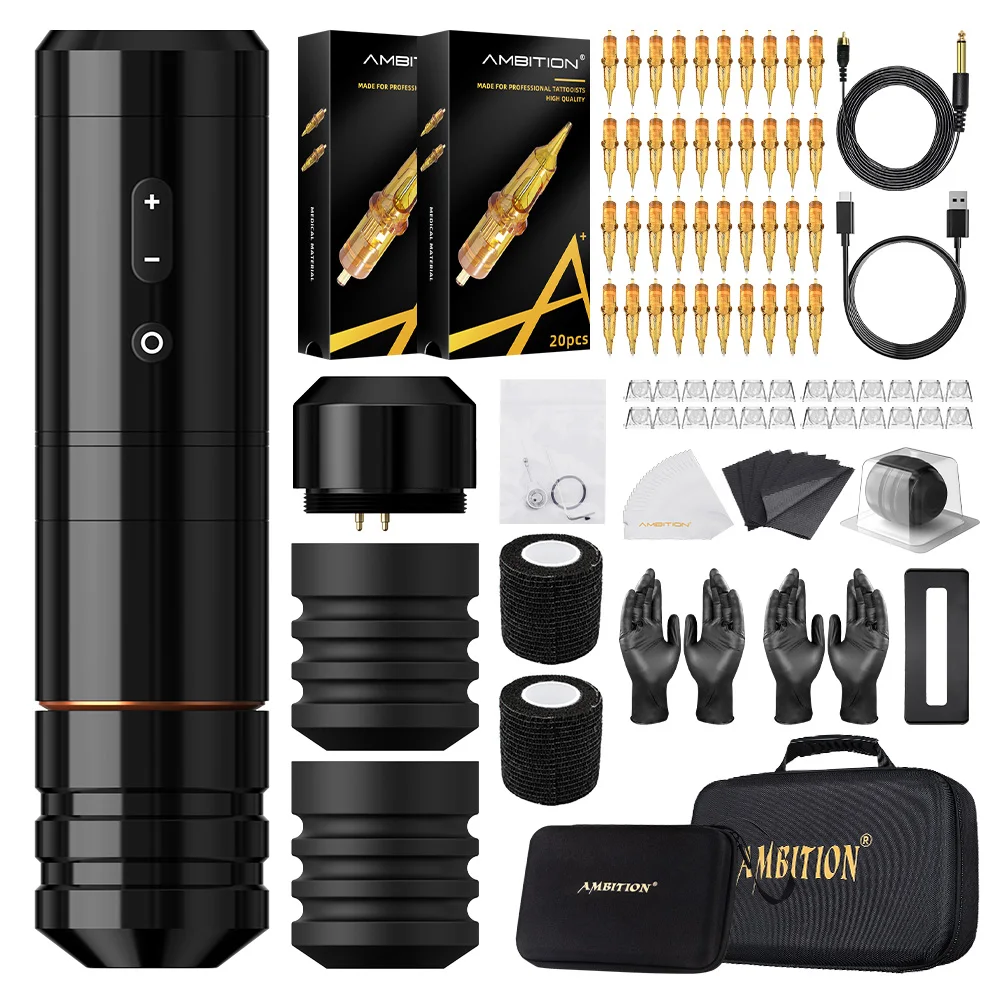 Ambition Ninja Nova Kit 2024 Latest 4.0/3.5mm Stroke Wireless Tattoo Pen Machine Suit Brushless Motor for Tattoo Artist Body