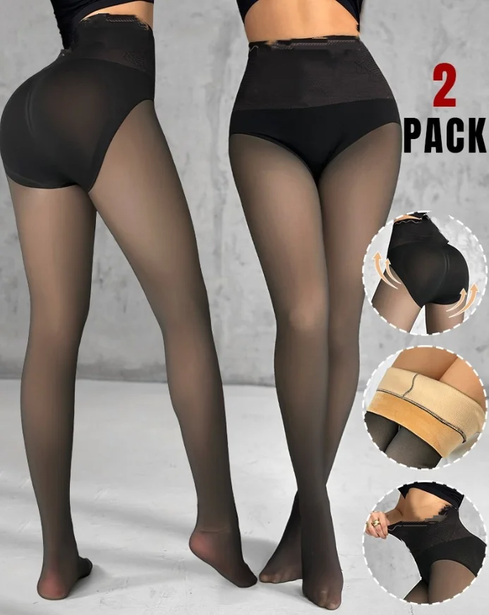 Women's Leggings ChicMe ShapeLift 2-Pack Magic Fleece Lined Leggings High Waist Tummy Control Butt Lifting Thermal Pantyhose