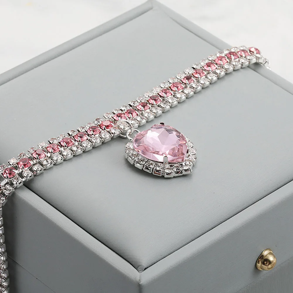 Rhinestone Pet Collars Sparkling 3 Rows Crystal Diamond Cat Small Dog Wedding Collar Puppy Girl Bling Necklace Pendant Jewelry