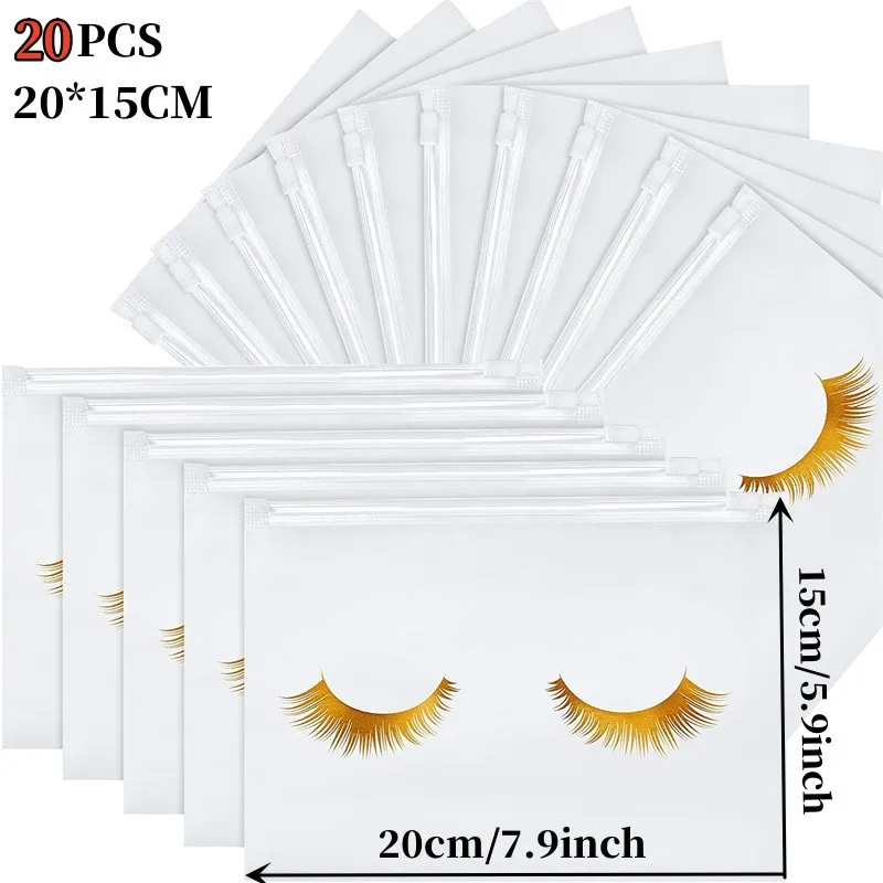 20PCS Eyelash Aftercare Bags Cosmetic Plastic Gift Packaging Lash Makeup Storage Pouches Portable Travel Beauty Salon Supplies