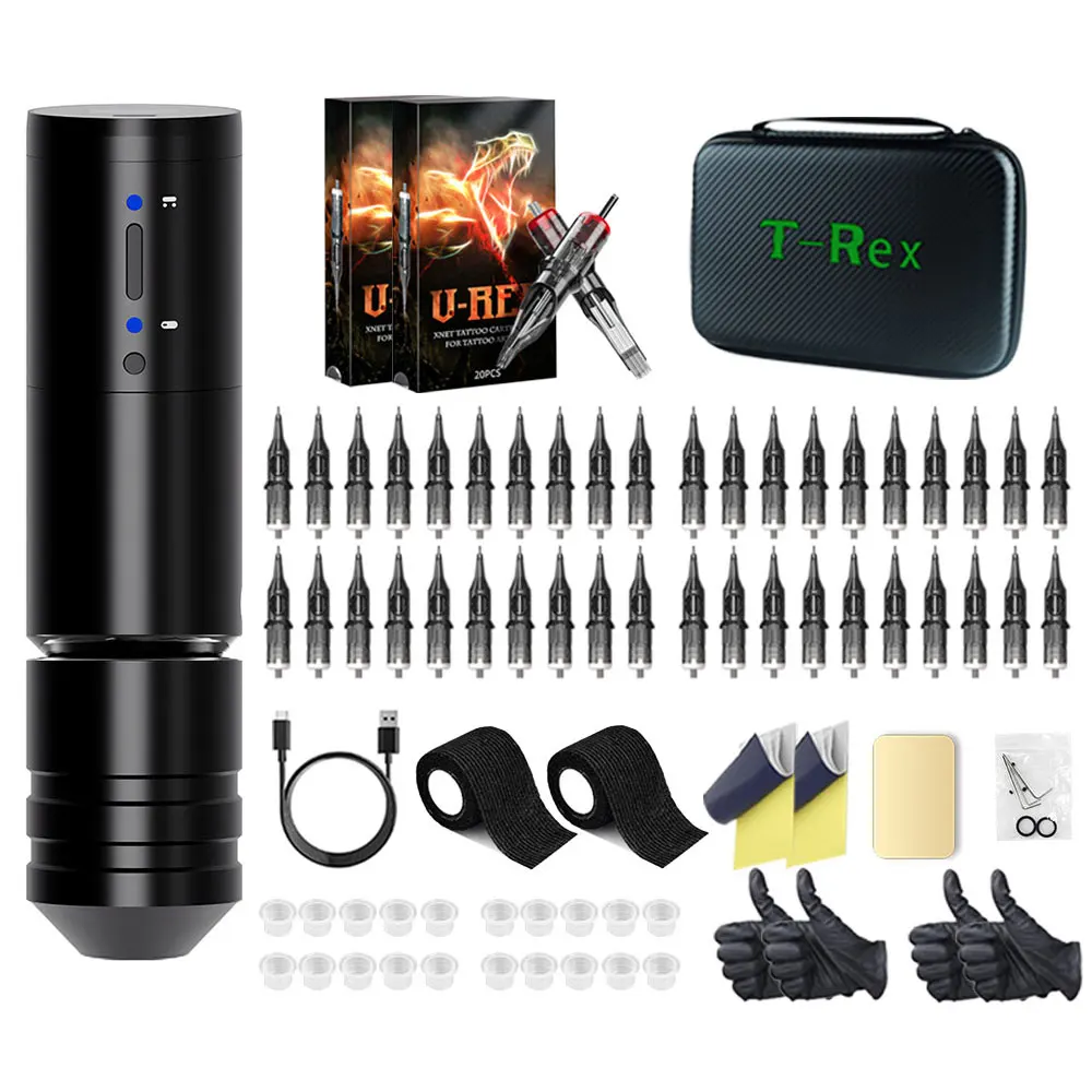 T-Rex NINJA RS Professios Wireless Tattoo Machine Pen Kit Battery Capacity 2400mA Cartridge Rotary Pen Beginners for Artist Body