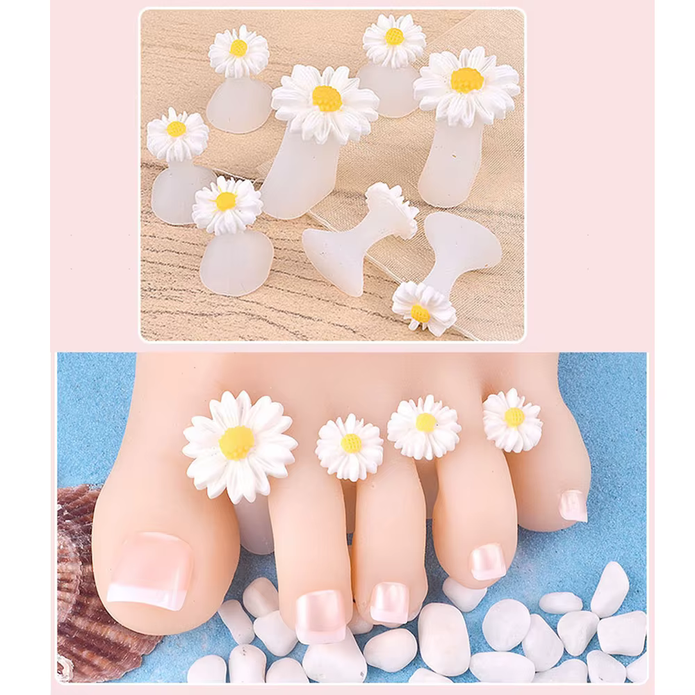 8pcs/Bag Daisy Flower Toe Separators Summer Foot Nails DIY Tools Silicone Toe Separators Spacers Stretcher Pedicures Manicure