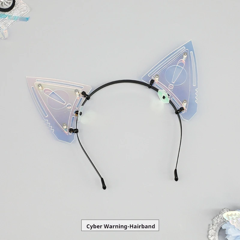 Cyberpunk Helmet Cat Ears DIY Mech Cat Ears Headband Decorated Sci-fi Mechanical Mech Costume Props Headwear Hair Accessories