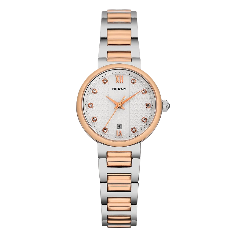 BERNY Watch for Women Japan Quartz Movement Ladies Fashion Diamond Wristwatch Sapphire Glass Calendar Feminino Reloj Waterpoof