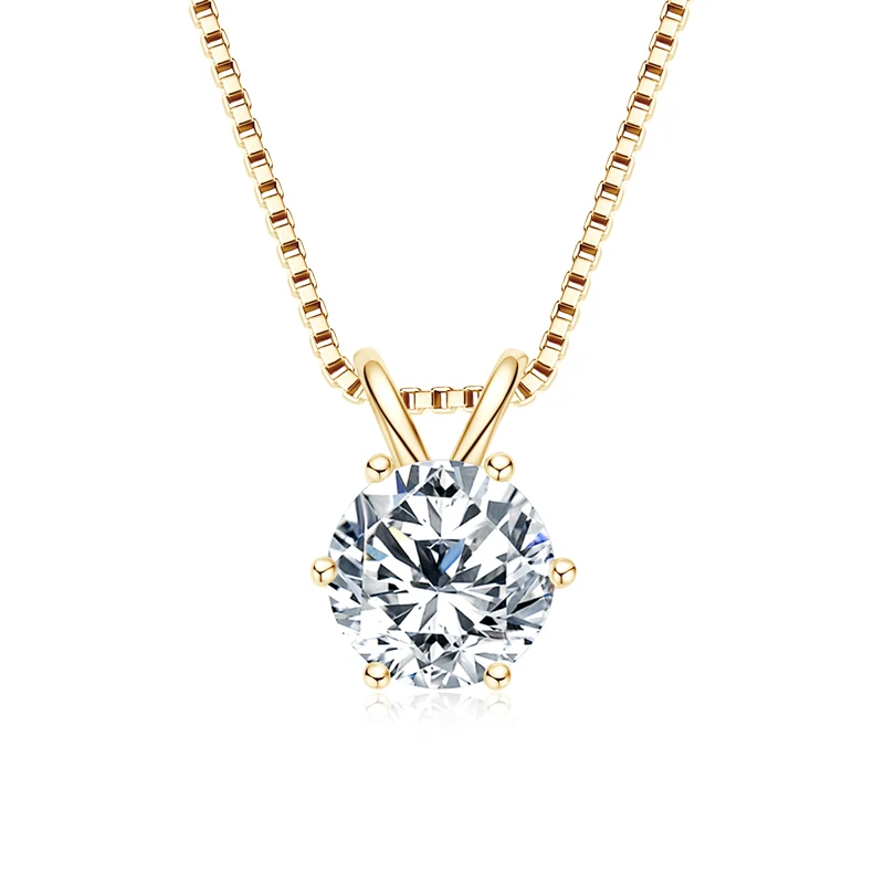 IOGOU 1 Carat D Color Moissanite Diamond Pendant Necklace Real 925 Sterling Silver Simulated Engagement Moissanite Necklace Gift