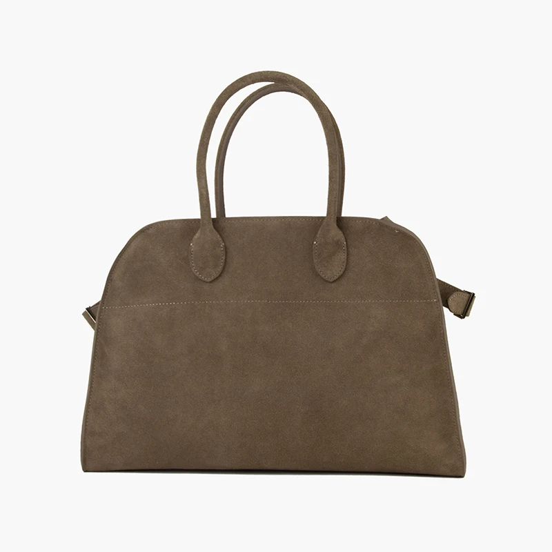 Donna-in Cow Suede Large Handbag Genuine Leather Casual Top Handle Tote Bag for Women Wine Red Fashion