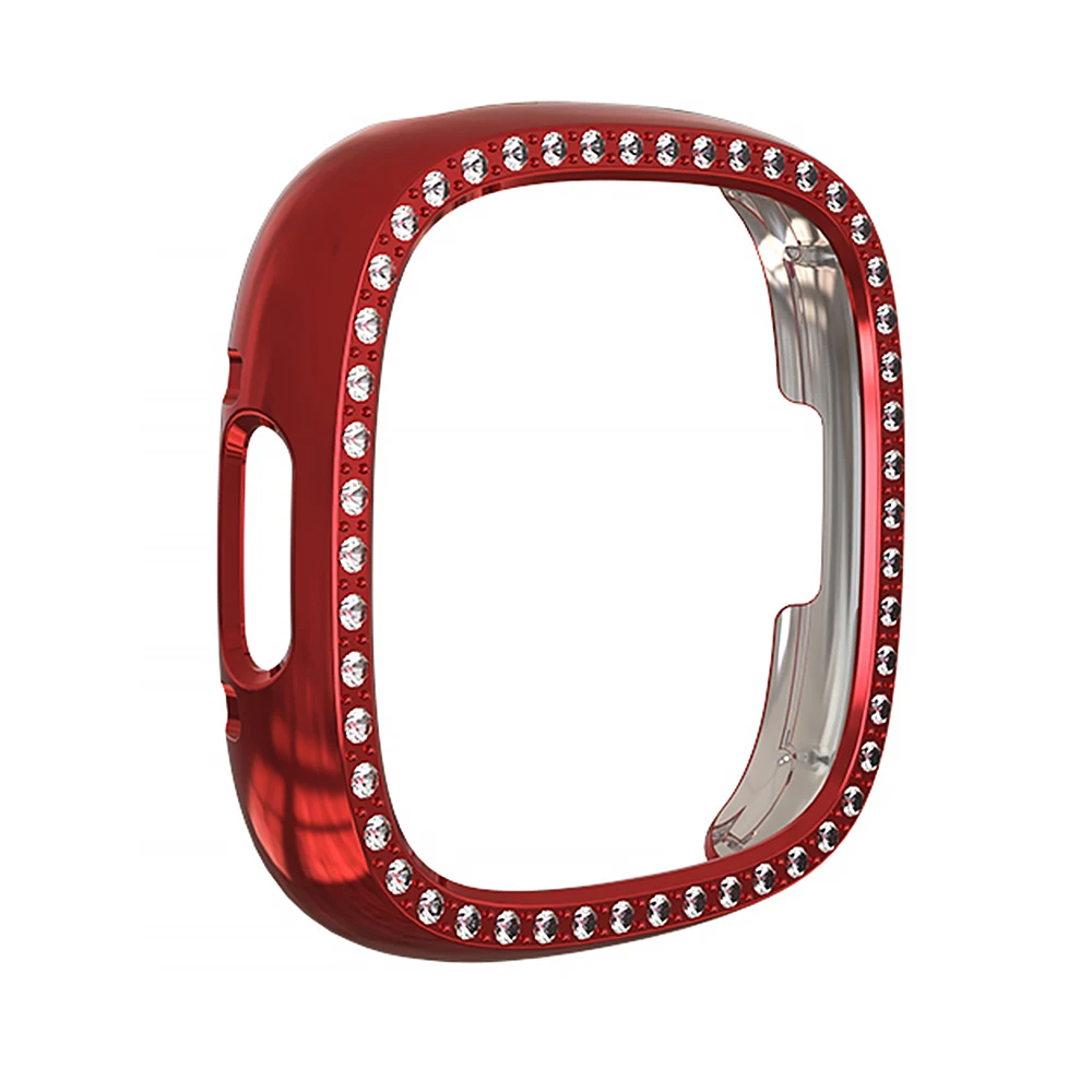 Diamond Protector Cover for Fitbit Versa 4 Watch Hard PC Hollow Frame Bling Bumper for Versa Sense 2 Smartwatch Protective Case
