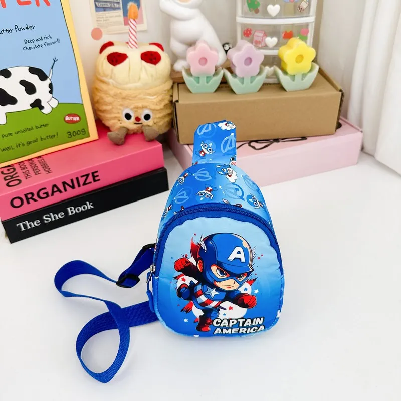 Disney Marvel Spiderman Children Chest Bag Anime Cartoon The Hulk Crossbody Bag Iron Man Shoulder Bag Zipper Coin Purse Gifts