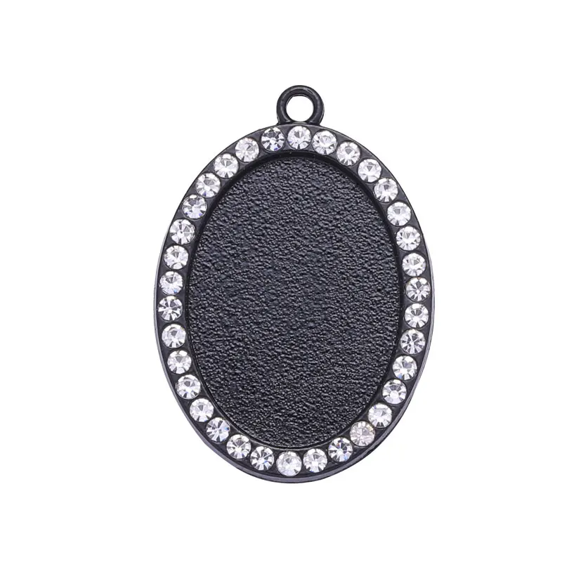 5pcs Cabochon Pendant Base 18x25mm Oval Diamond Cameo Settings Tray Pendant Necklace DIY Jewelry Making Family Crafts Findings